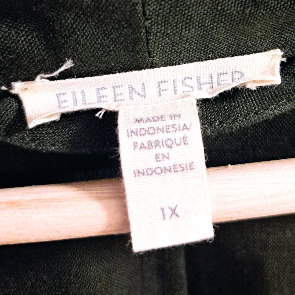 Eileen Fisher High Collar Linen Long Jacket with Belt Size 1X - Picture 10 of 11